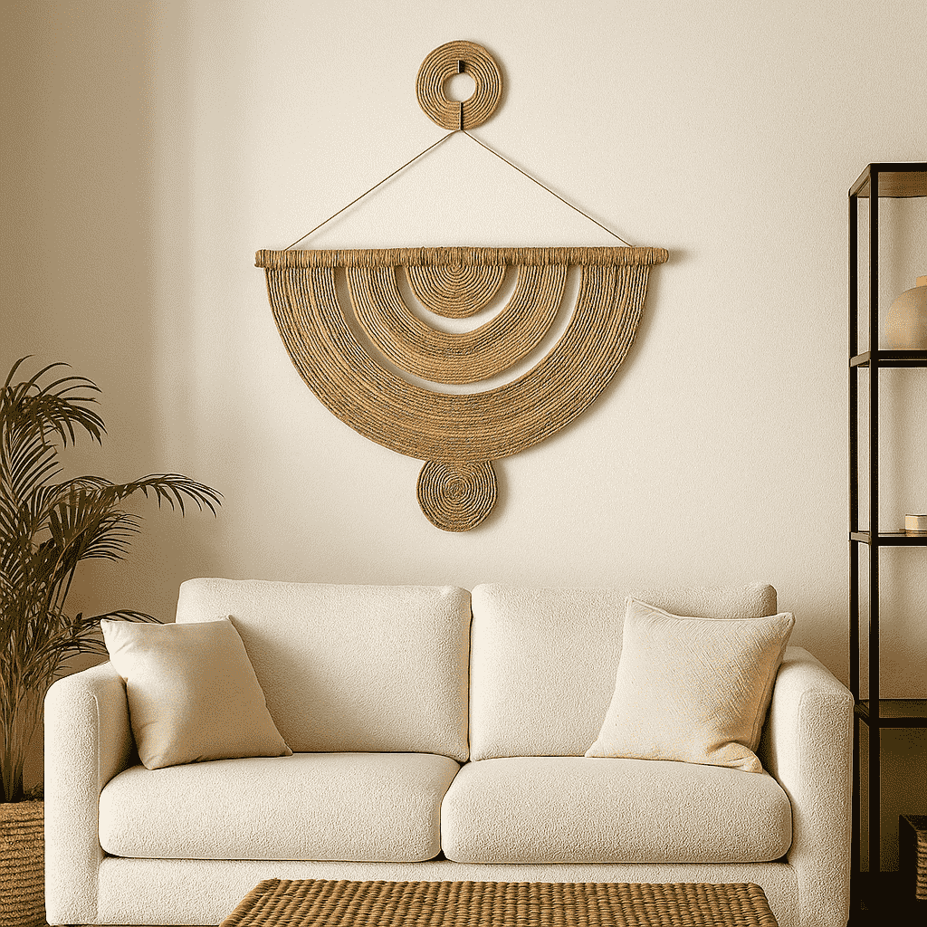 Jute and cane wall decor handmade by Gleemium
