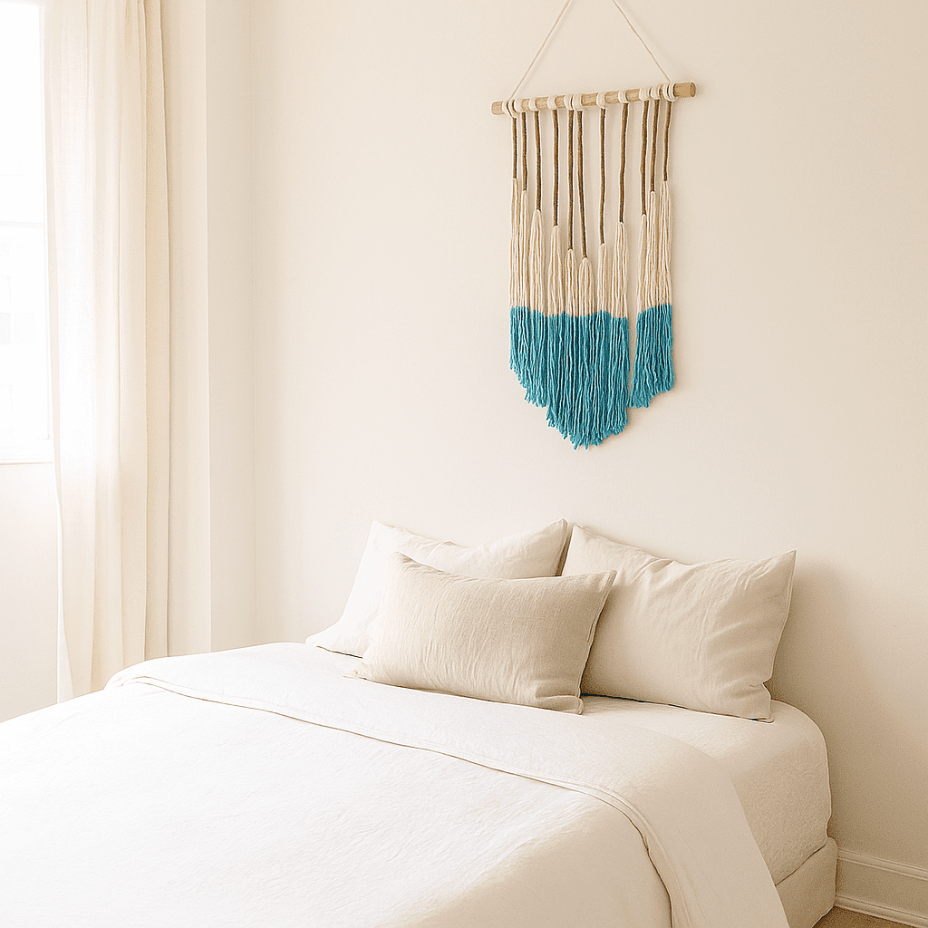 Lurex wall hanging close-up of shimmer