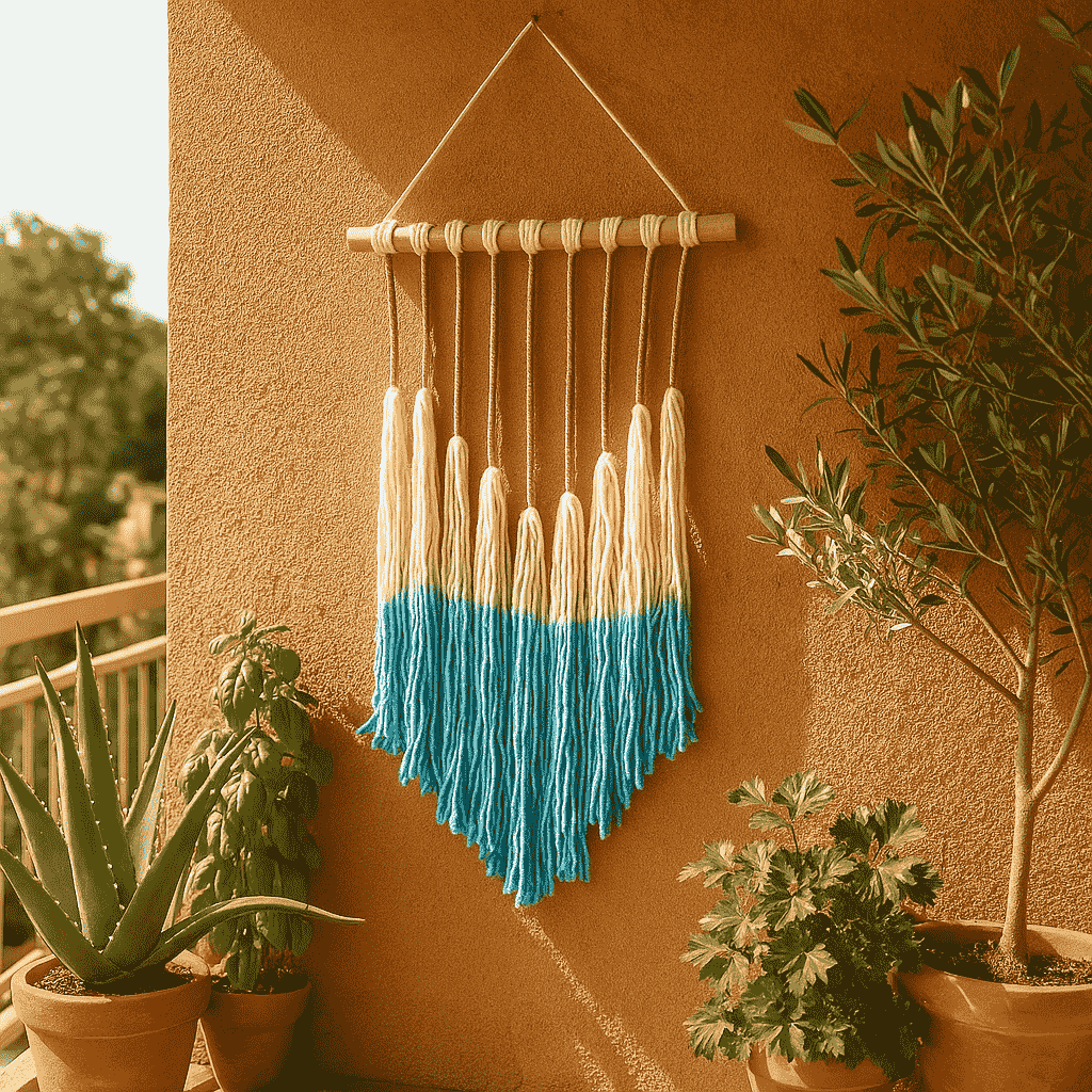 Lurex wall hanging side view