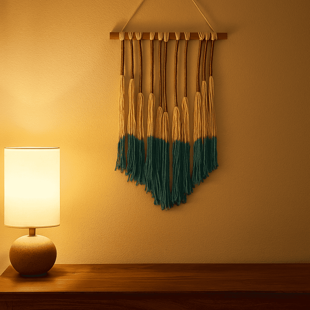 Lurex wall hanging in light