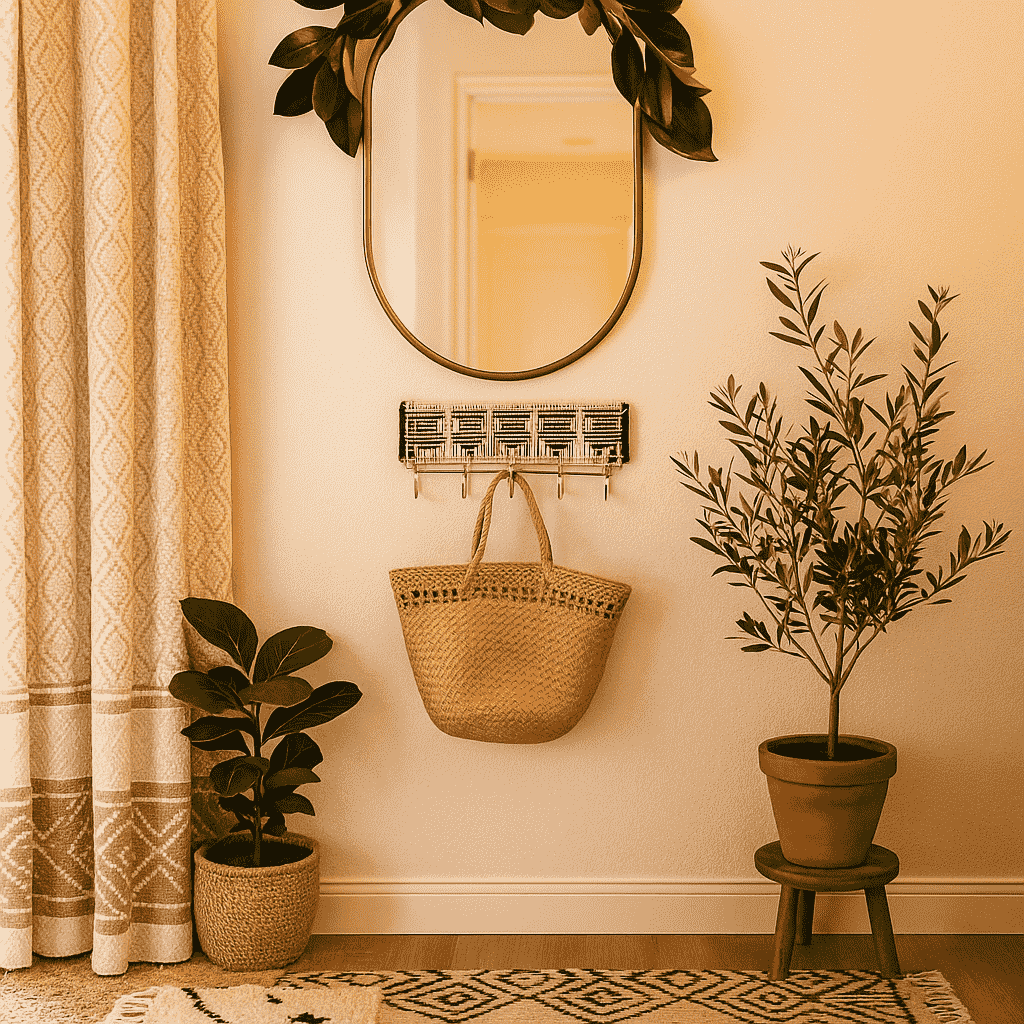 Macrame wall hook mounted on wall