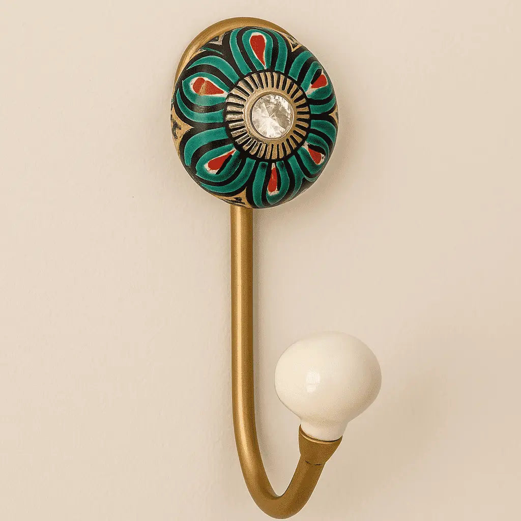 Ceramic wall hooks mounted on wall