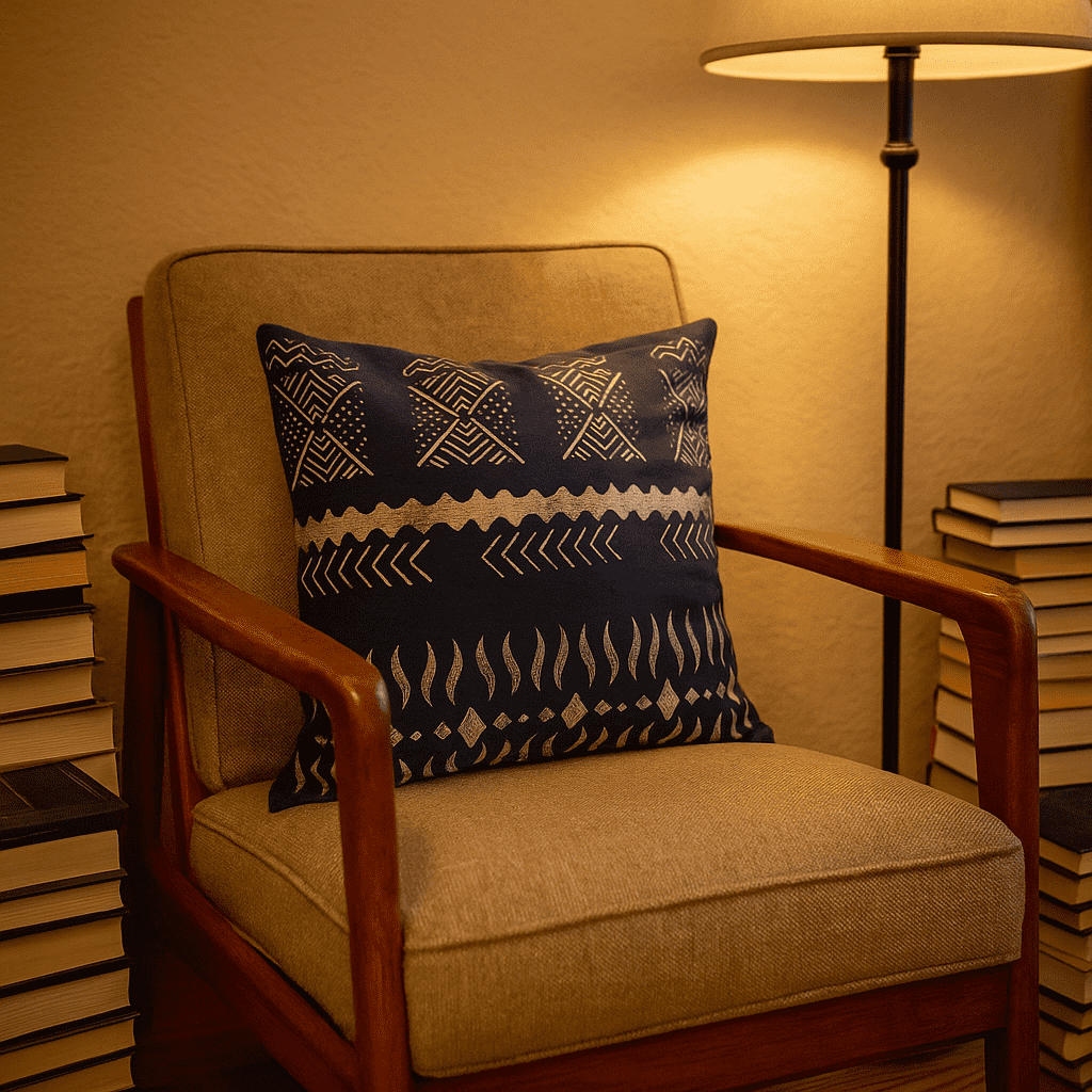 Tribal cushion cover at an angle