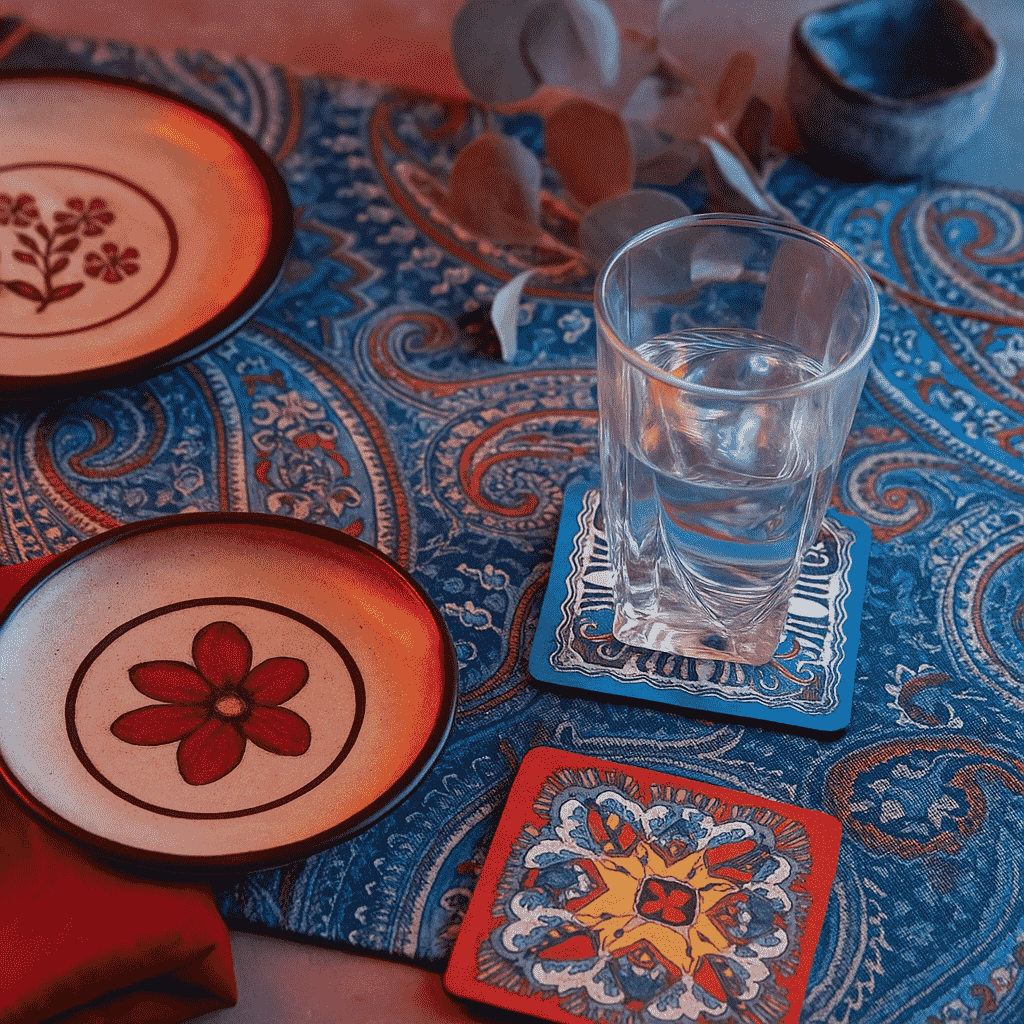 Madhubani coasters MDF base detail