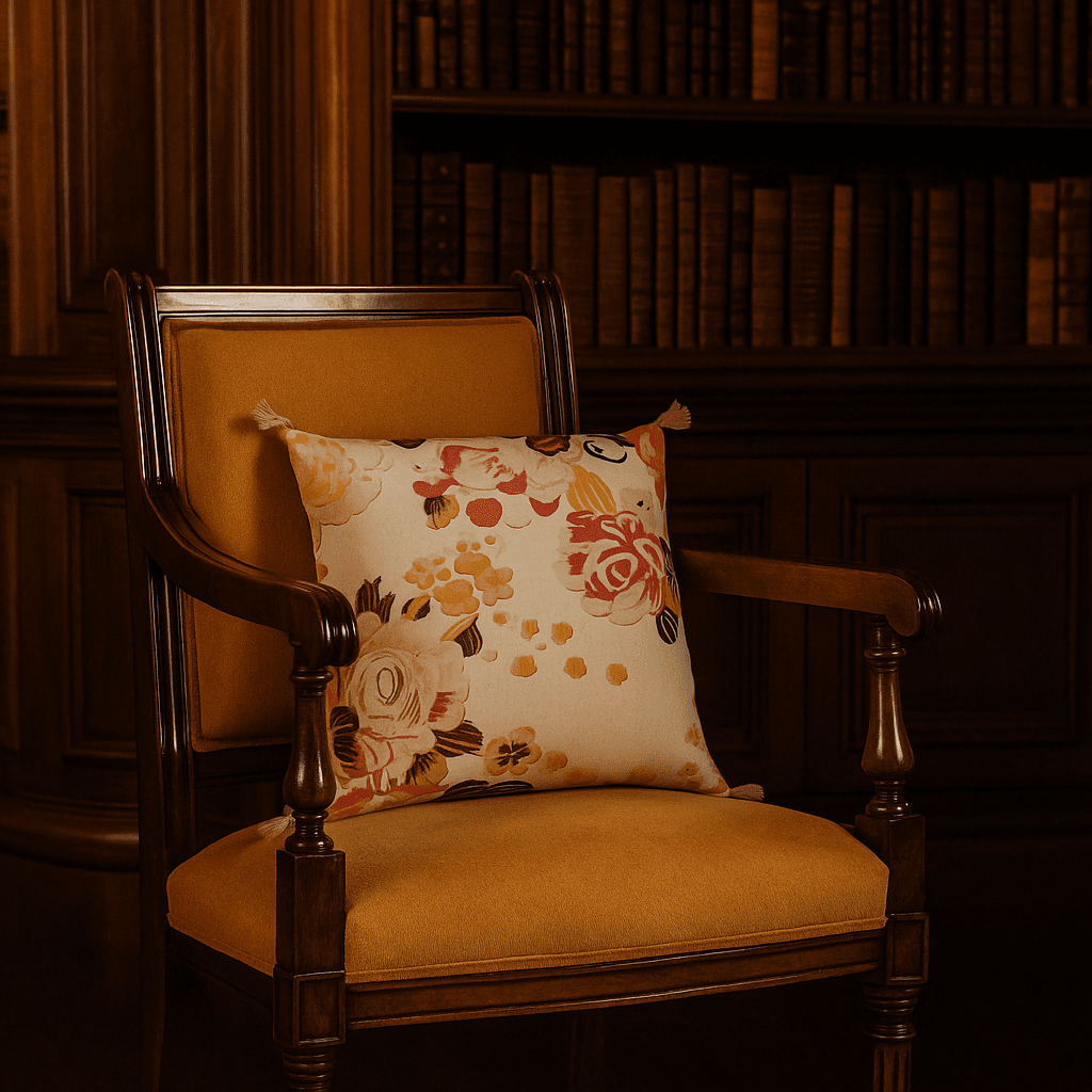 Velvet floral cushion cover detail of soft velvet