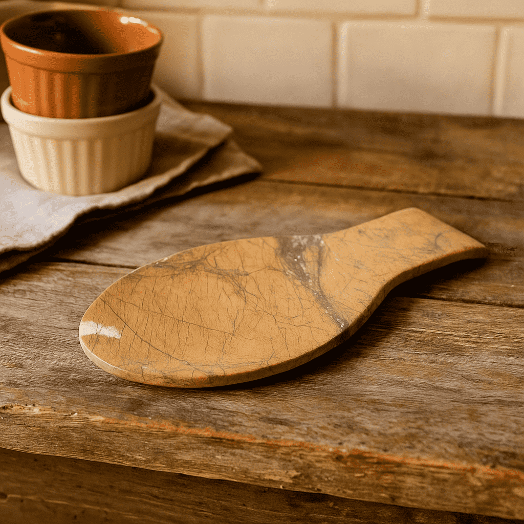 Ochre marble spoon rest fish shape by Gleemium