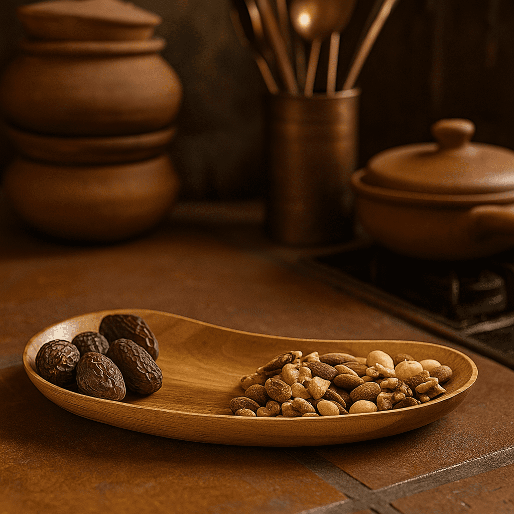 Bean shaped tray side view