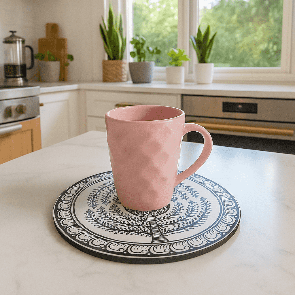 Tribal trivet laminated MDF cork by Gleemium