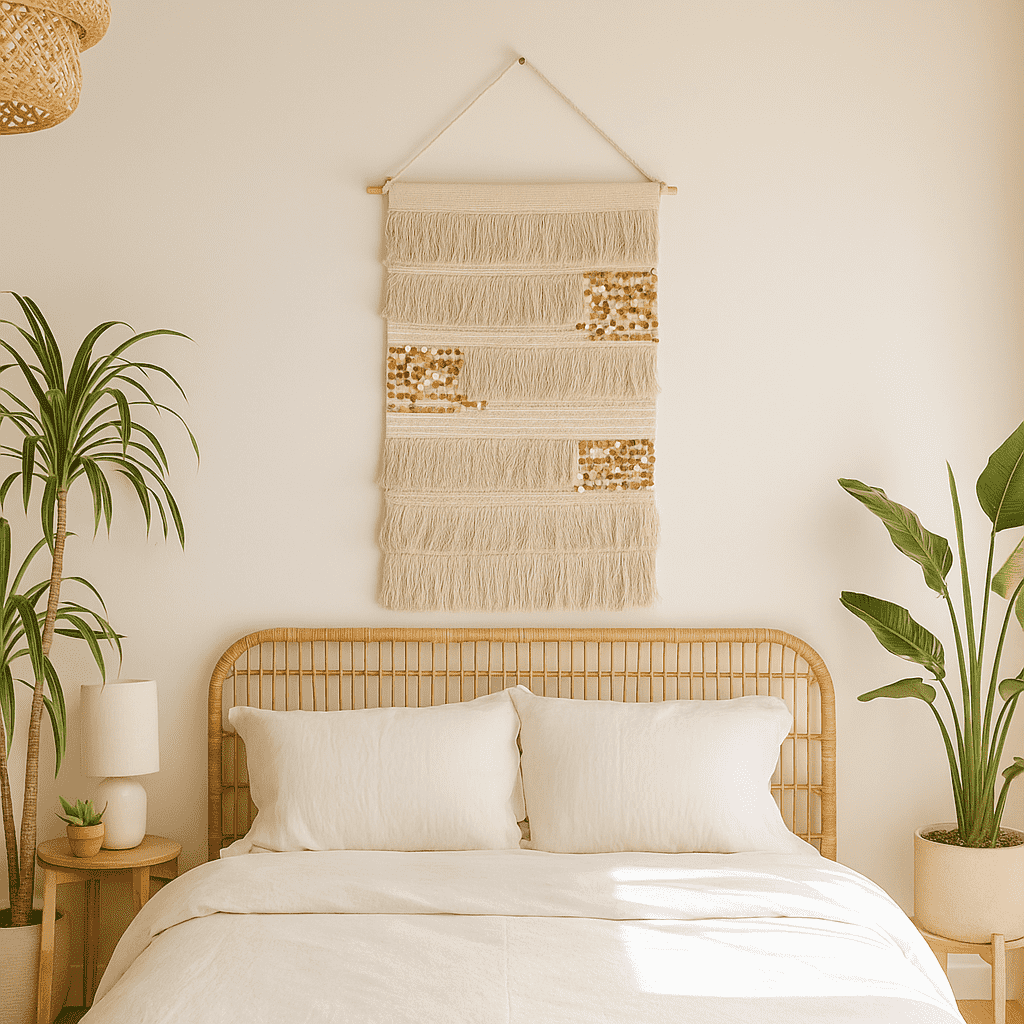 Sequin cotton wall hanging full straight-on view of embellished surface