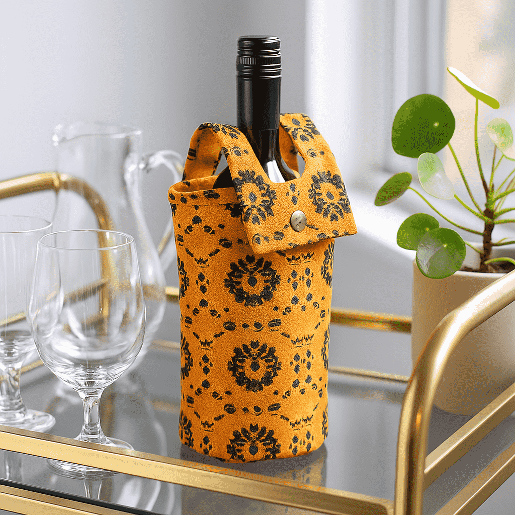 Mustard wine bag at an angle
