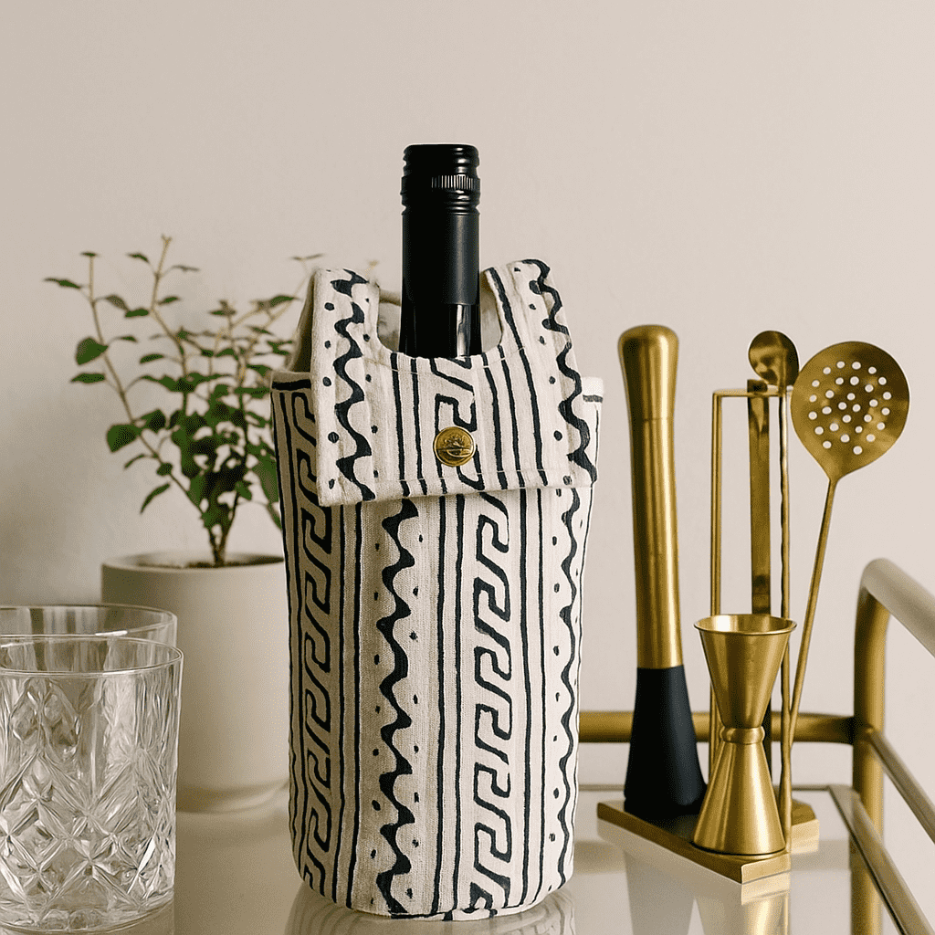 Tribal wine bag side view