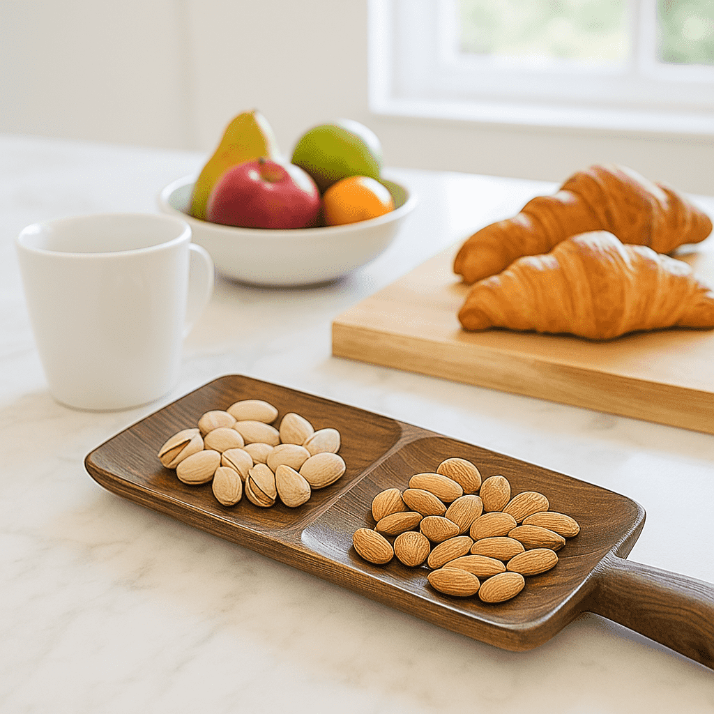 Wooden snack tray full view