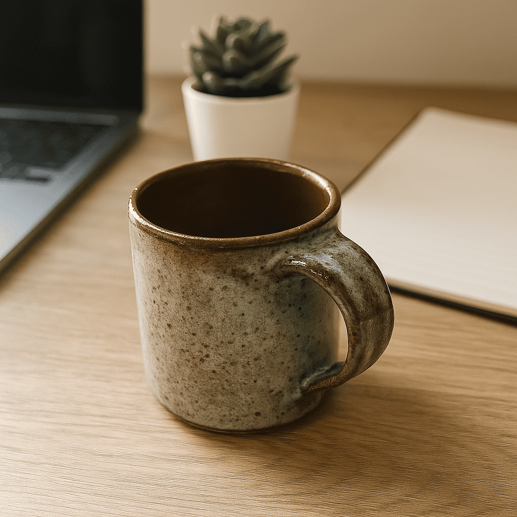 Clay coffee mug front view