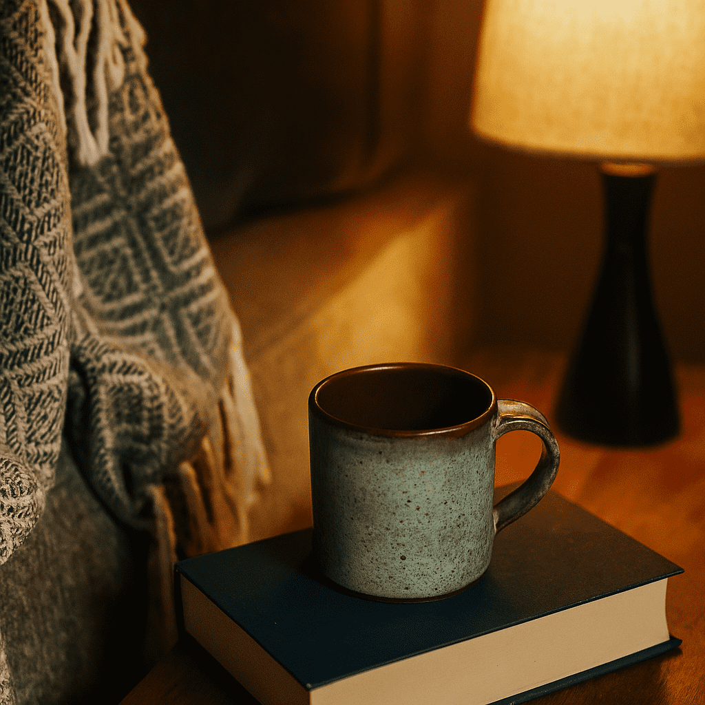 Clay coffee mug with coffee