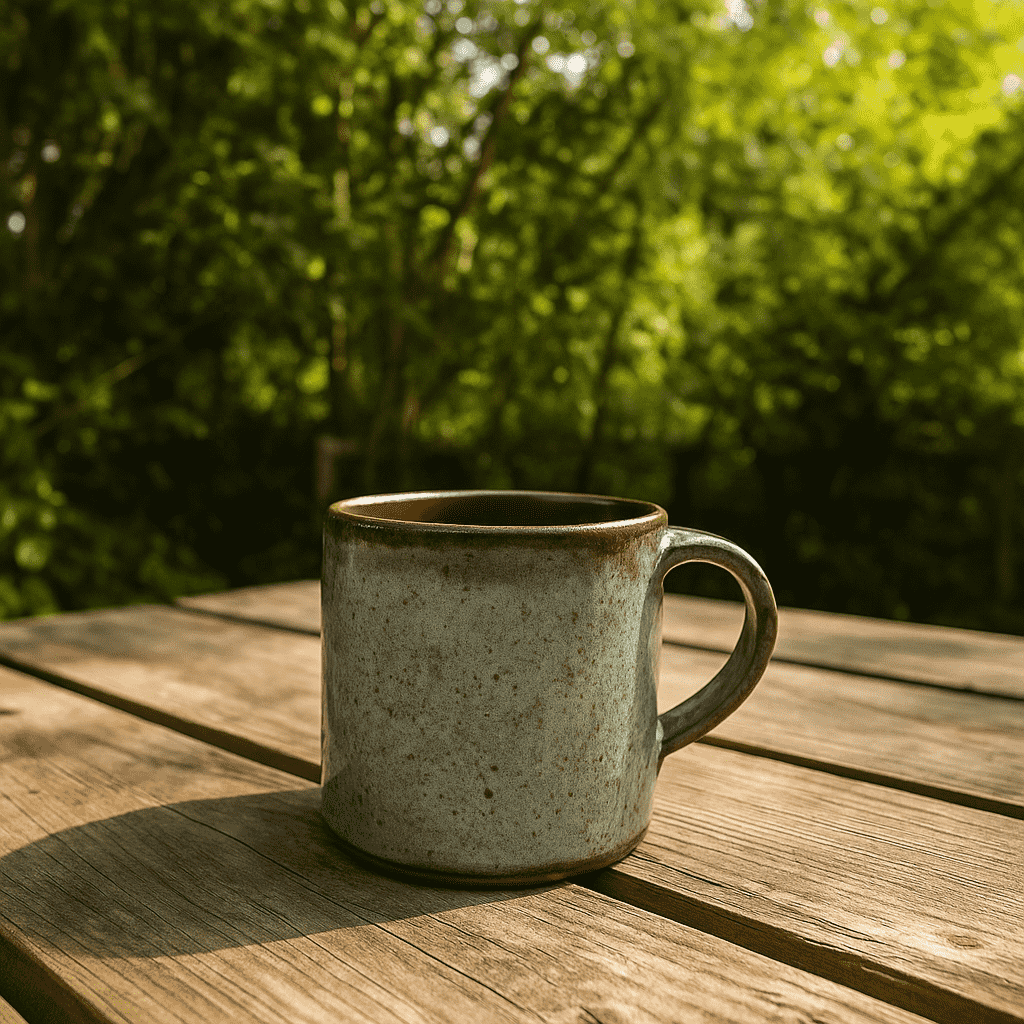 Clay coffee mug side view