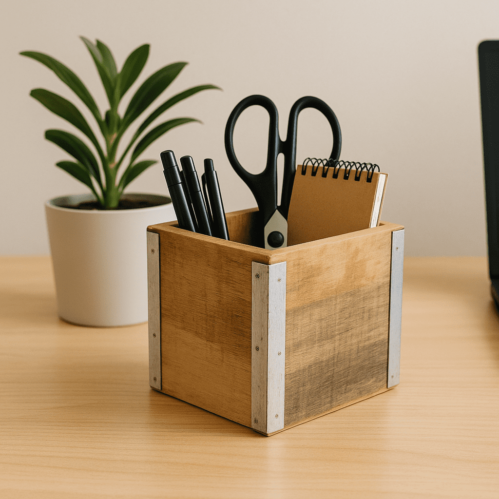 Mango wood cutlery holder with utensils