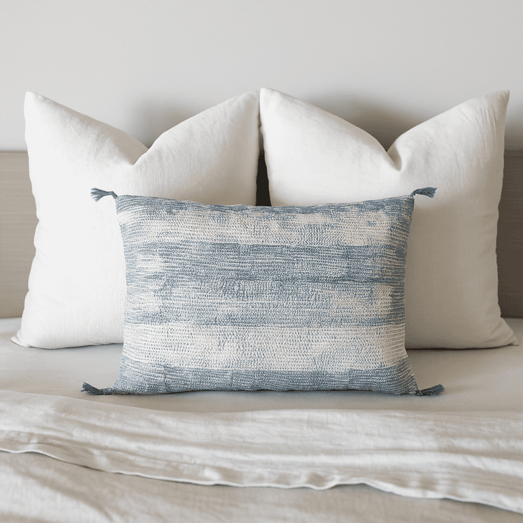 Green lumbar cushion cover handwoven by Gleemium