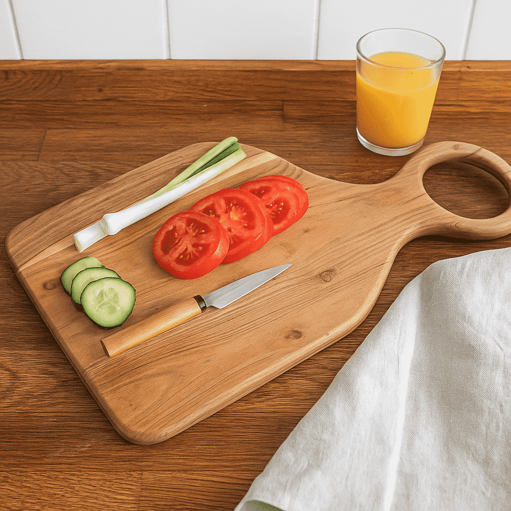Large chopping board close-up of grain