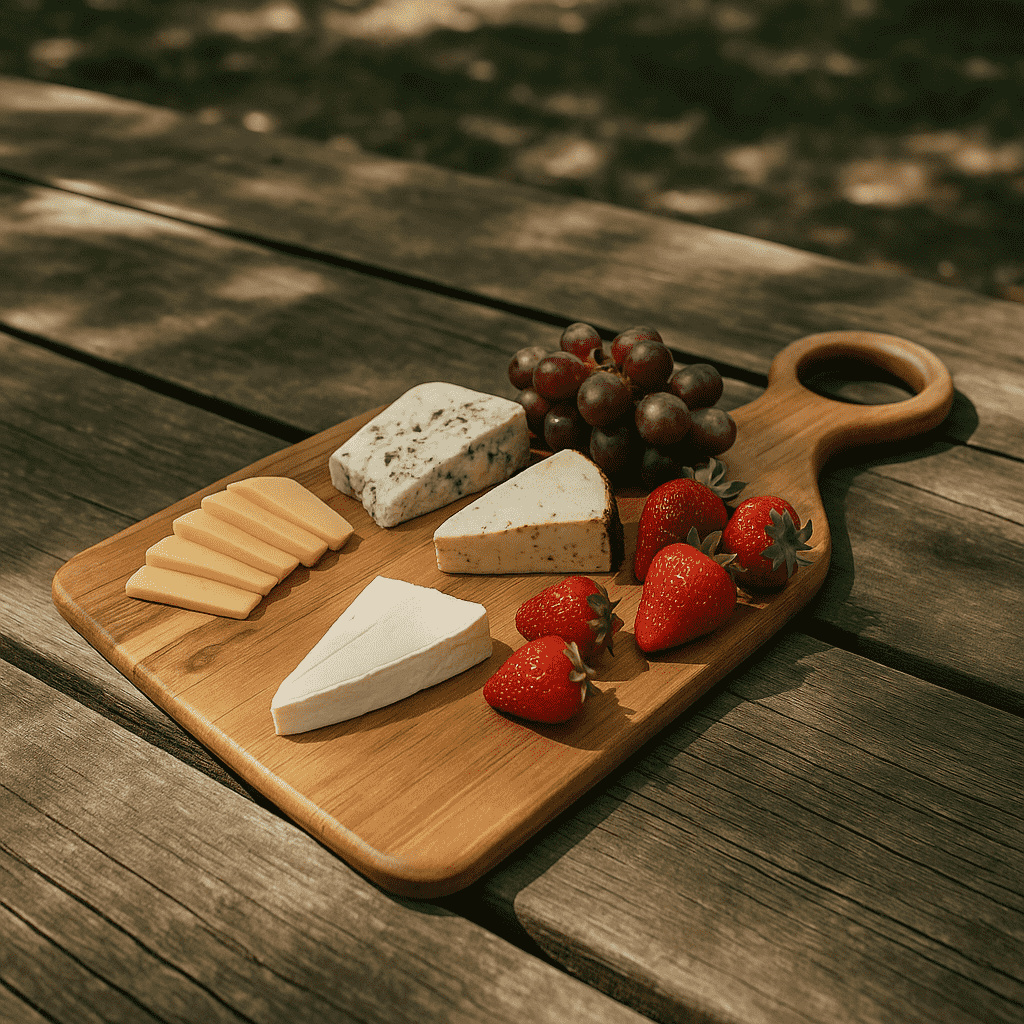 Large chopping board with charcuterie