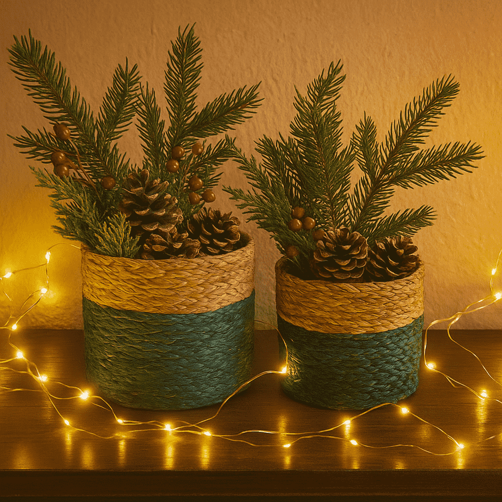 Earthy Handwoven Planters styled at home