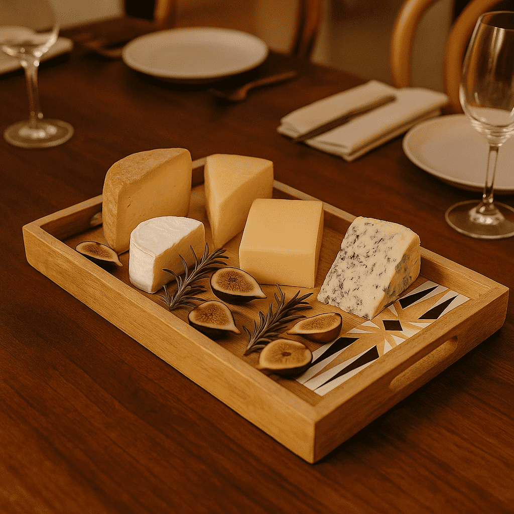 Handcut mango wood tray full view