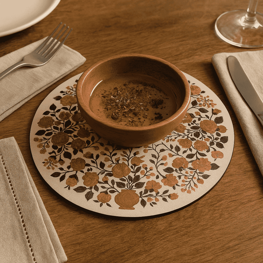 Botanical trivet in use under a pot