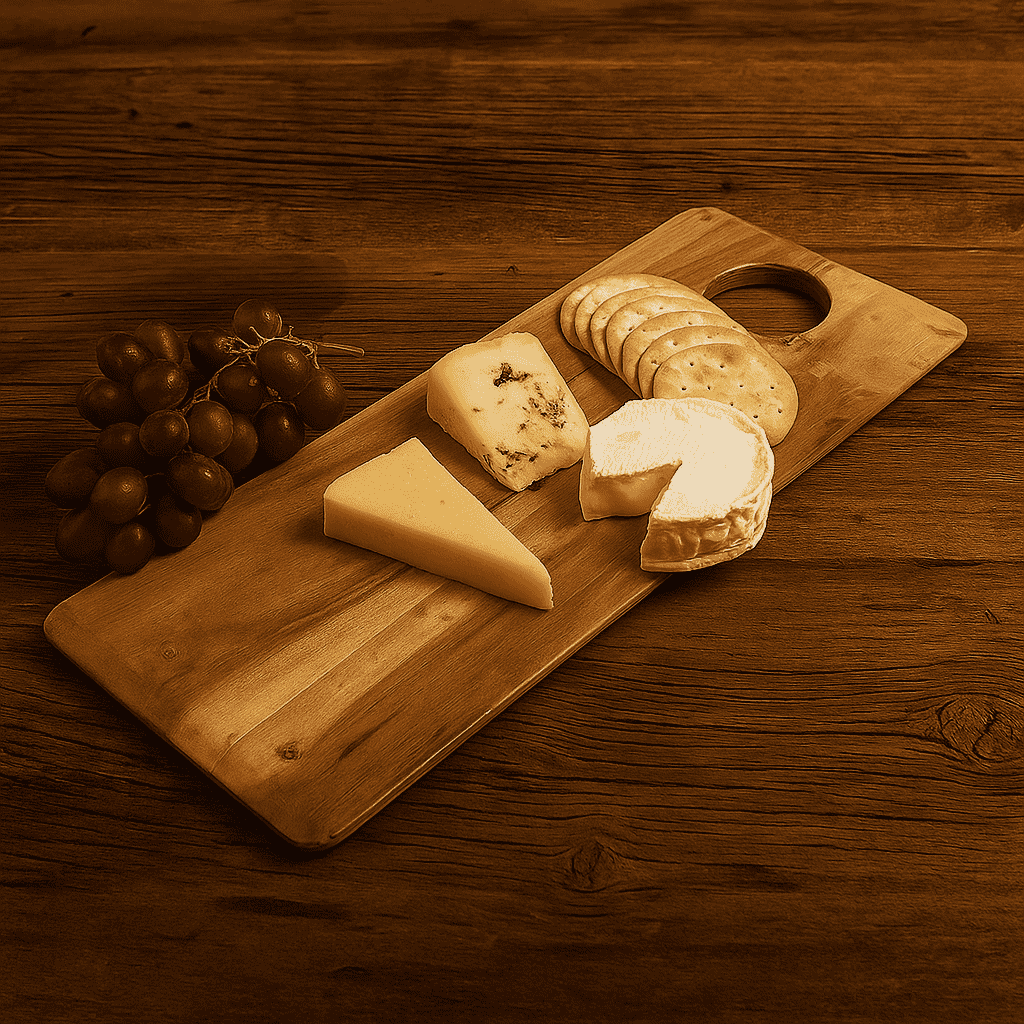Classic acacia chopping board edge detail