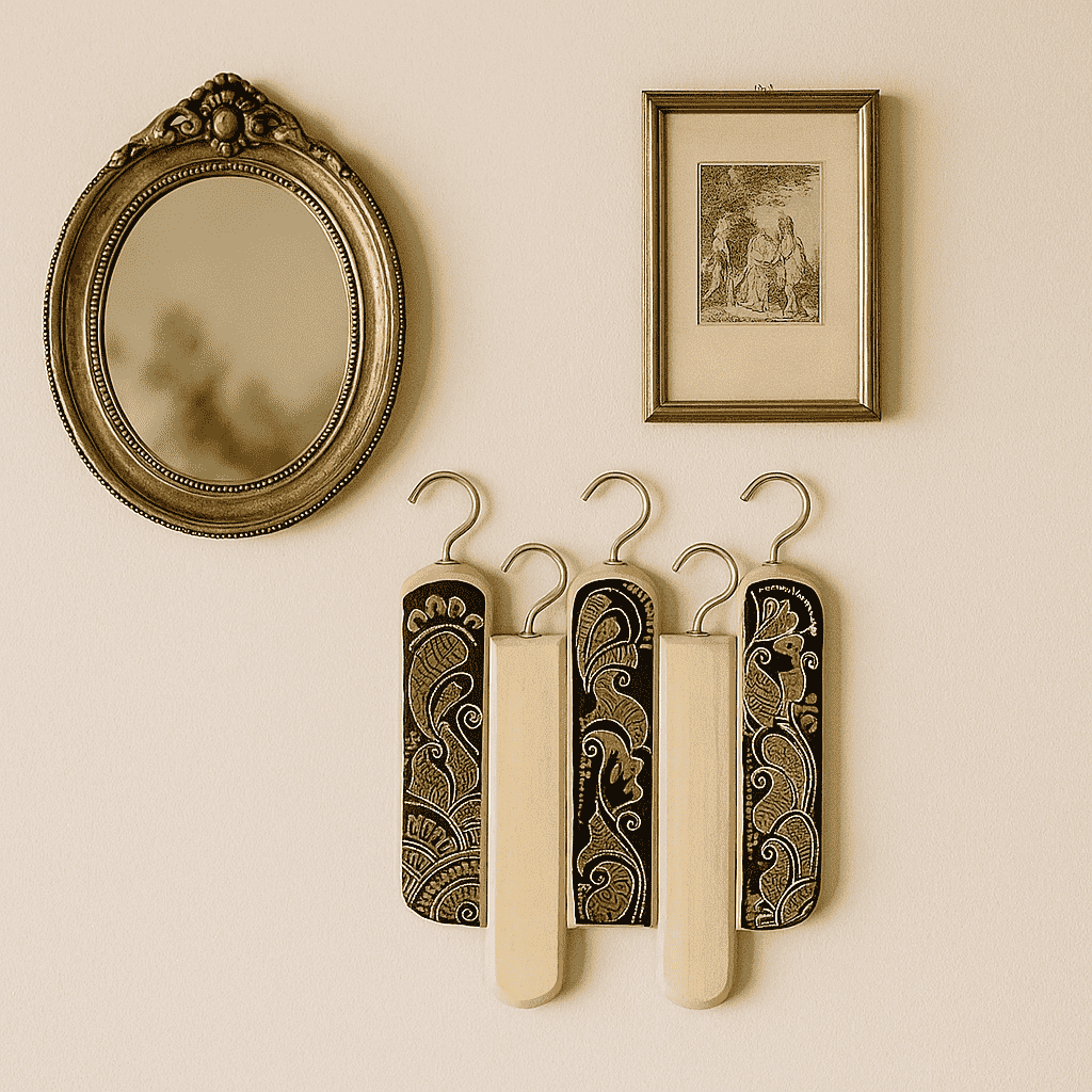 Hand painted wall hook close-up of art