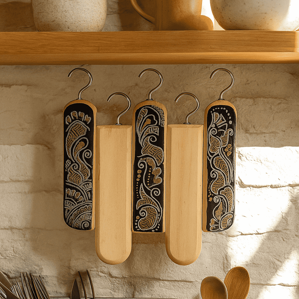Hand painted wall hook side view