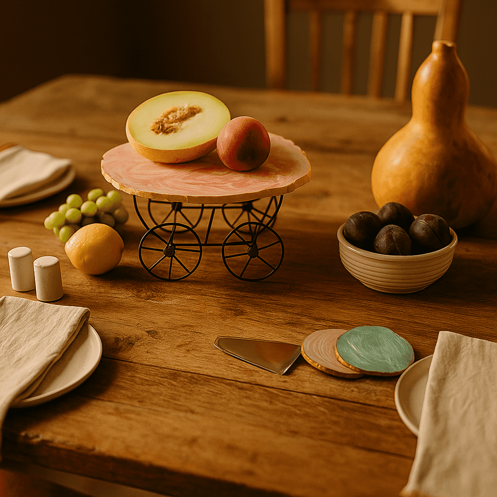 Resin cake stand set at afternoon tea display