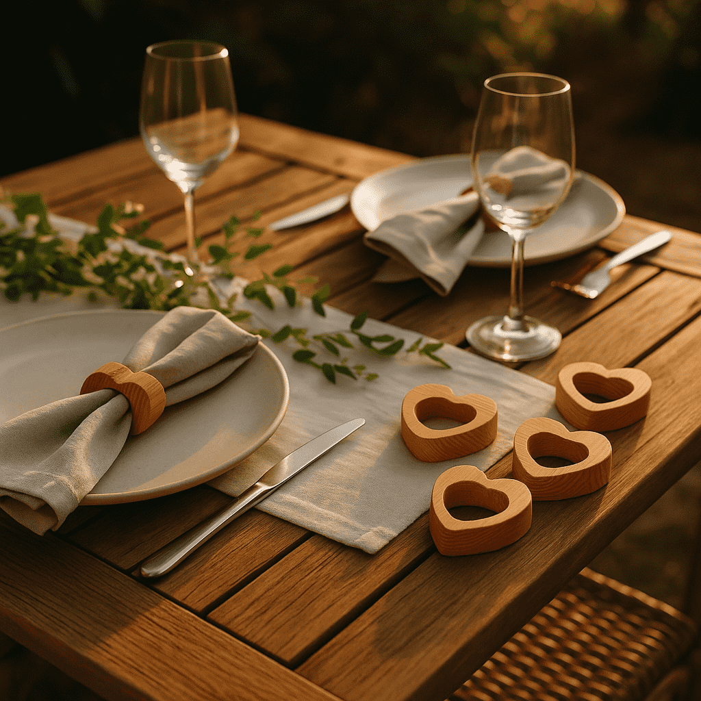 Mango wood napkin rings set of 4 top view