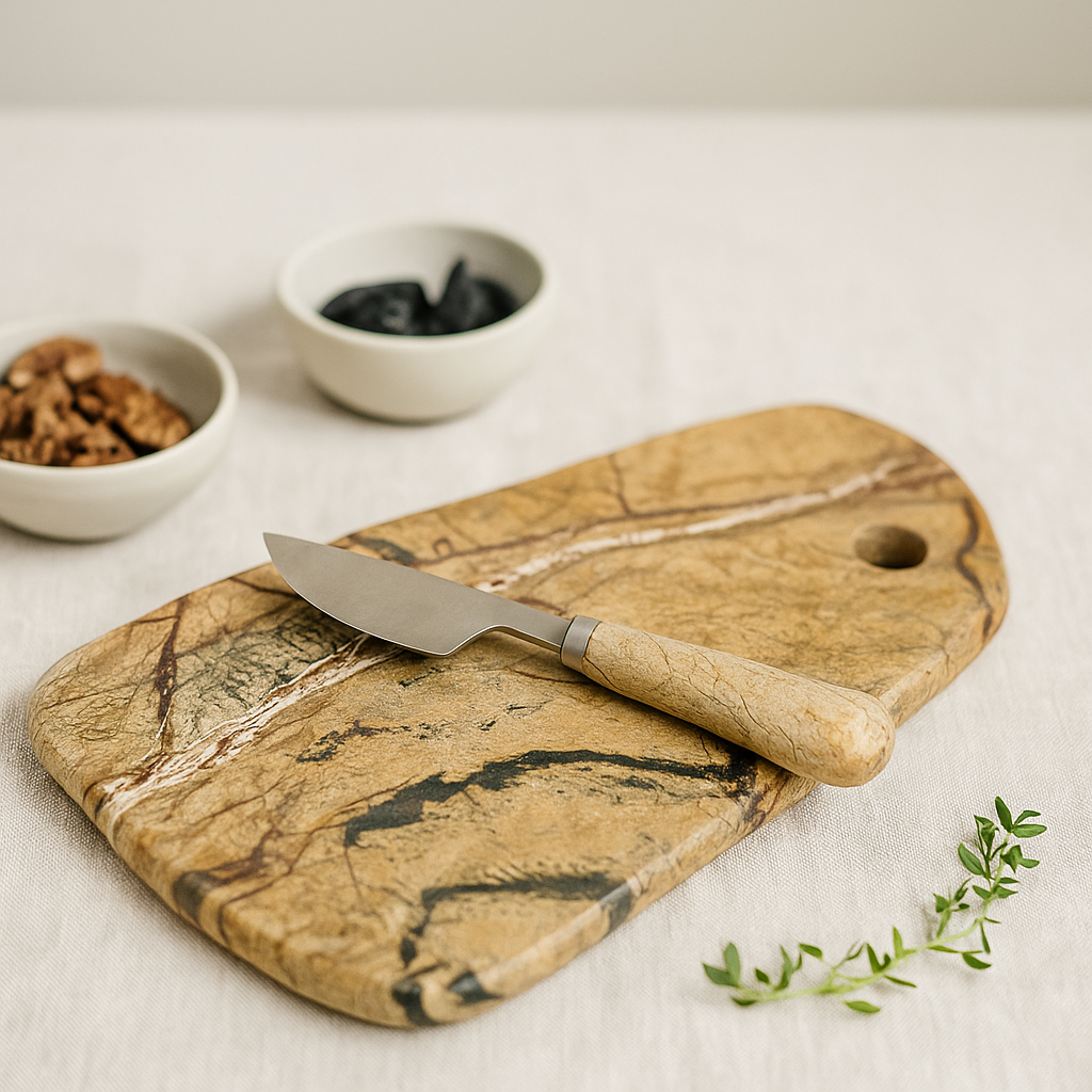 Marble cheese board side view