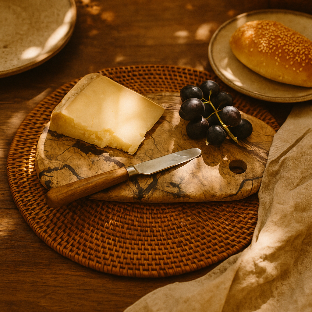 Marble cheese board close-up of veining
