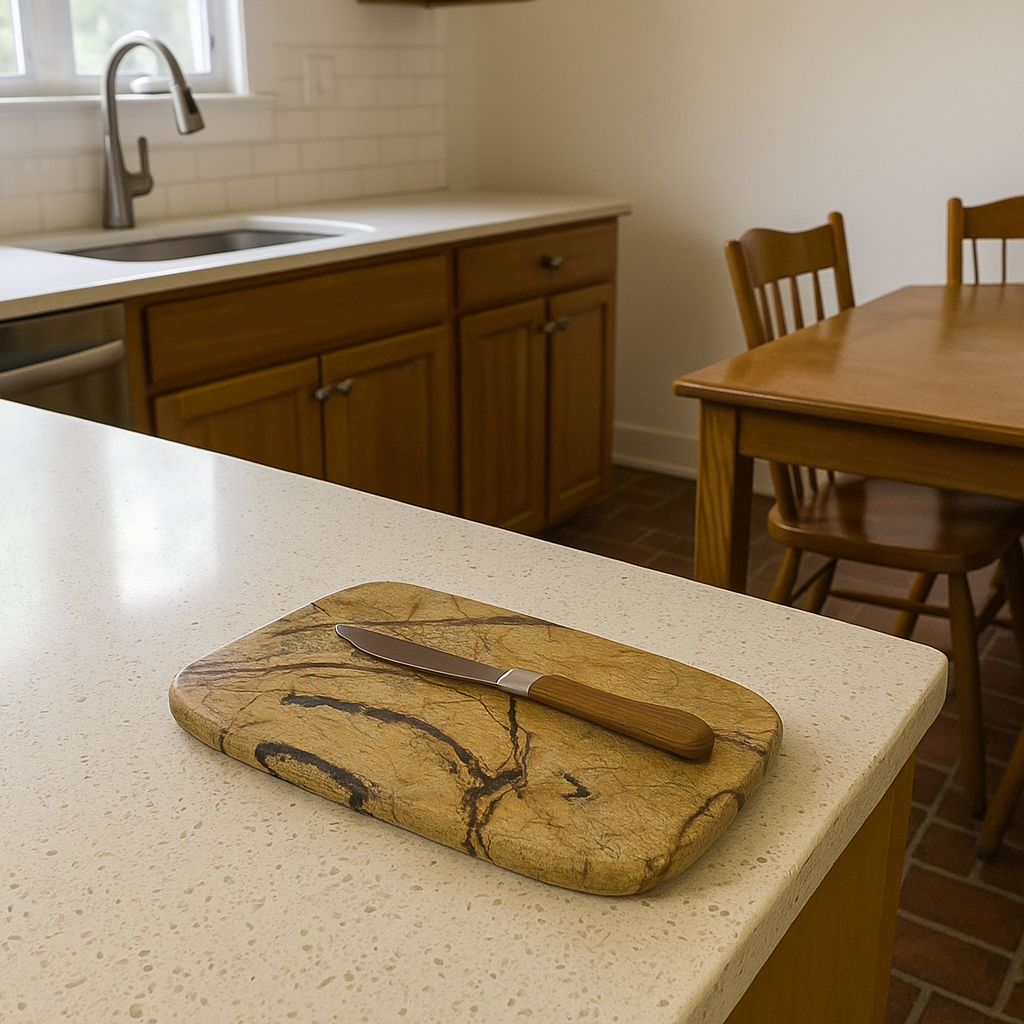 Marble cheese board on dining table