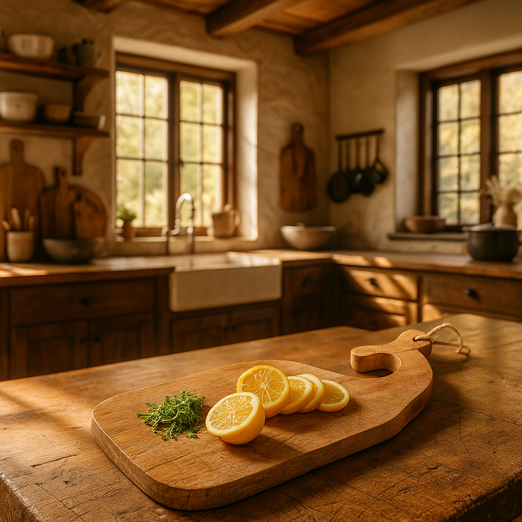 Mango wood chopping board with food