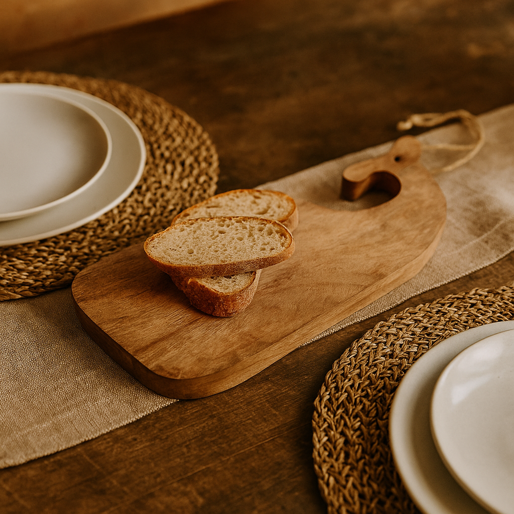Mango wood chopping board side view