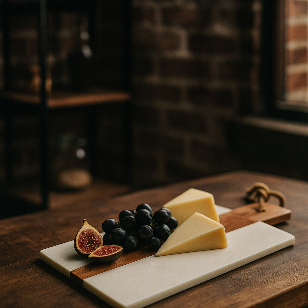 Marble acacia cheeseboard lifestyle shot