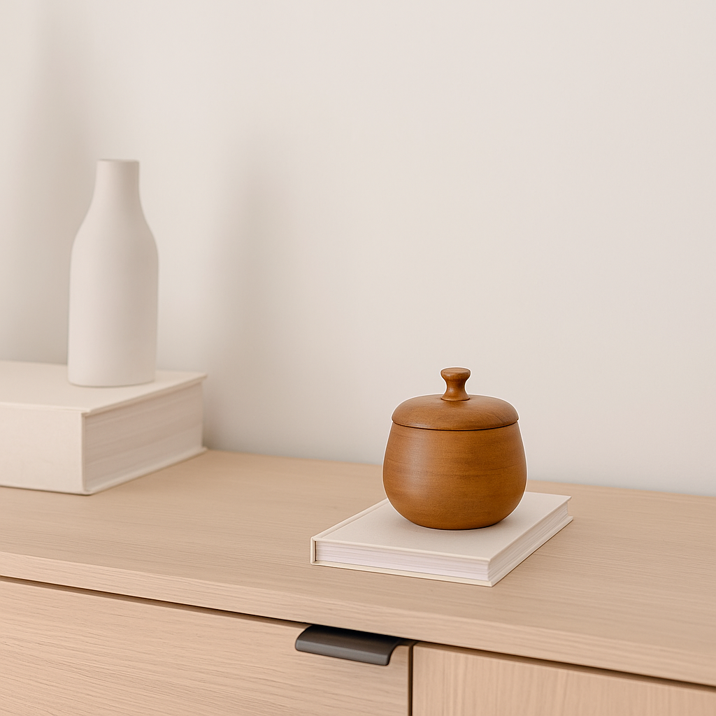 Acacia wood jar lifestyle shot