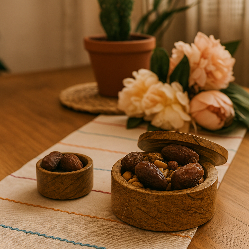 Marble snack bowls at an angle