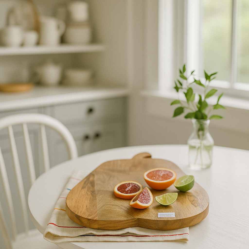 Pear shaped chopping board at an angle