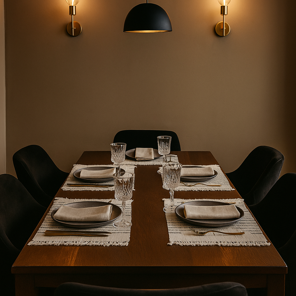 Minimal cotton placemats edge detail