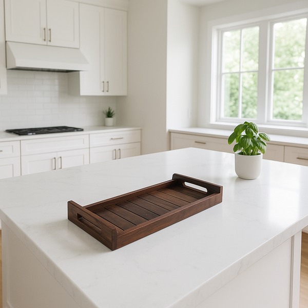 Rosewood Serving Tray | Hand Cut Artisan Wood for Dining