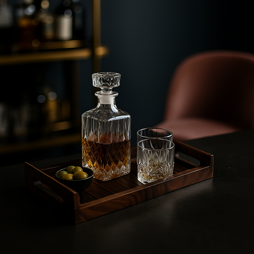 Rosewood serving tray edge detail