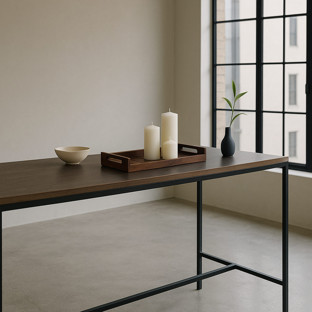 Rosewood serving tray at an angle