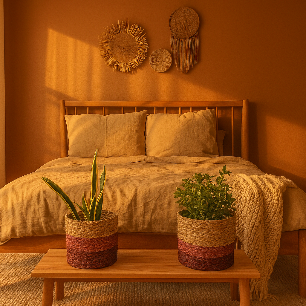 Earthy Sabai Grass Handwoven Planters – Set of 2