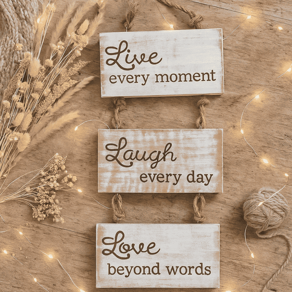 Live Laugh Love Wall Hanging | Tiered Solid Wood Carved Decor