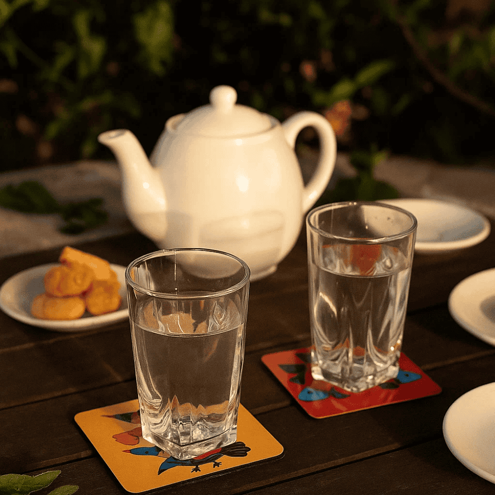 Madhubani fish coasters laser cut detail