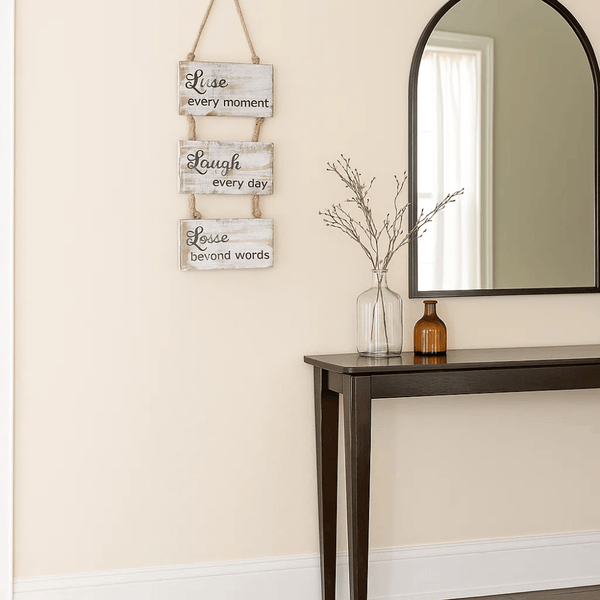 Live Laugh Love Wall Hanging | Tiered Solid Wood Carved Decor