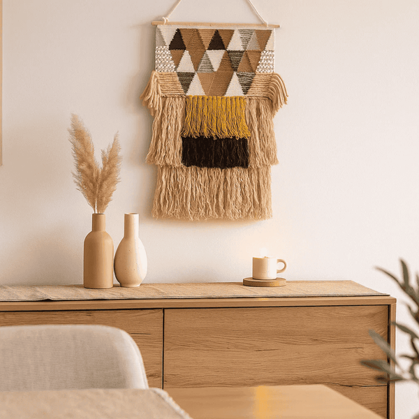 Art Deco Wool Wall Hanging | Handwoven Layered Fringe Decor