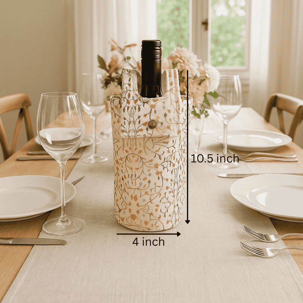 Floral wine bag fabric detail